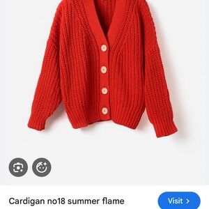 Babaa Vibrant Red Knit Cardigan